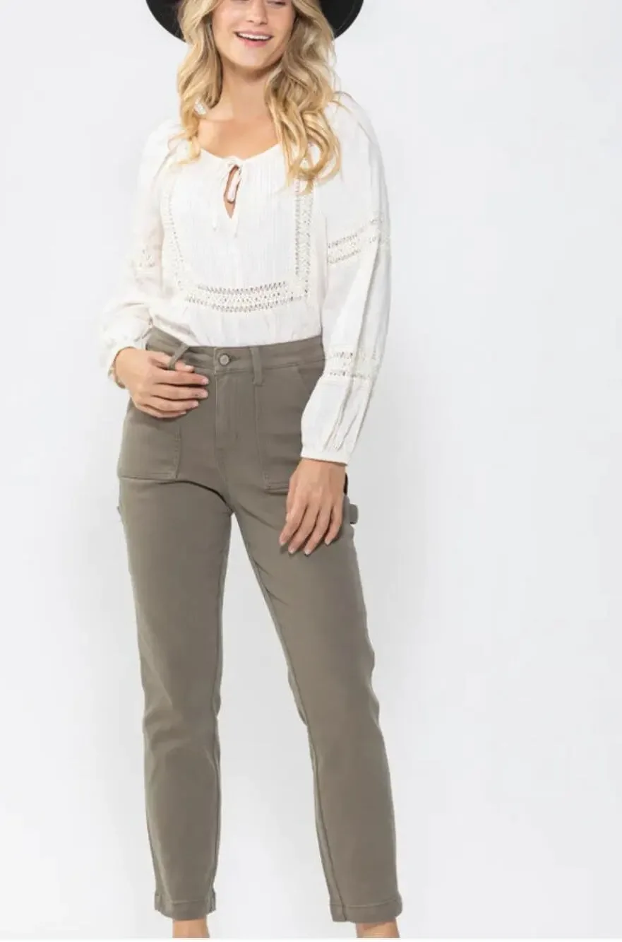 Judy Blue Cargo Slim Fit utility Olive Pants size 11